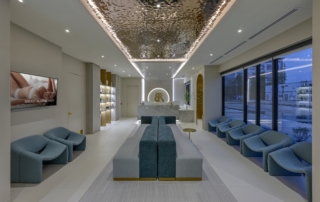 Upscale med spa and plastic surgery waiting room interior design